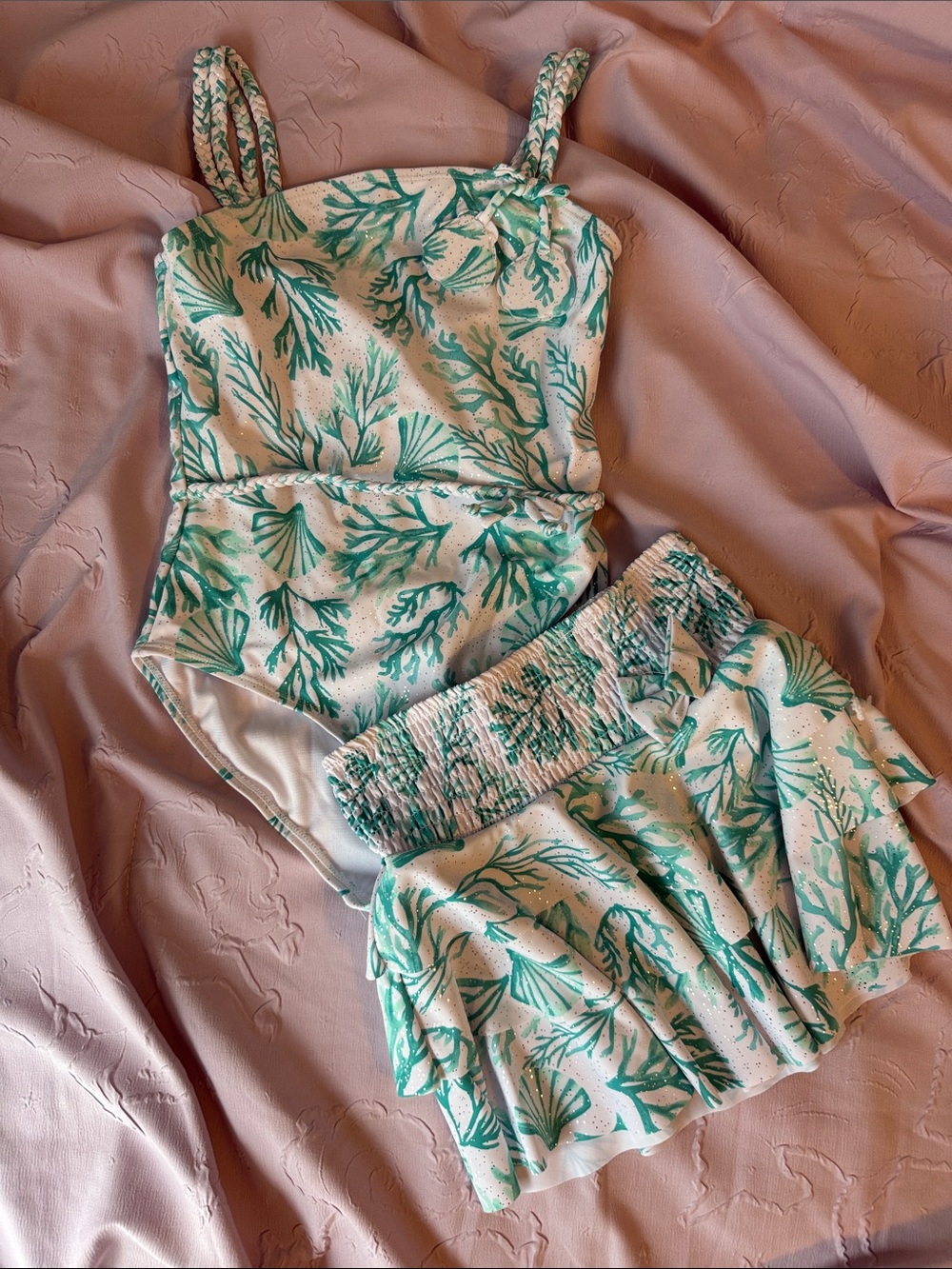 Girls One-Piece Swim with Matching Skirt CoverUp